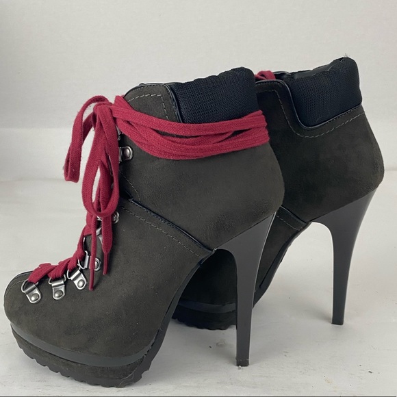 Exhilaration NWOT Lace Up Heeled Hiking Boots - Picture 5 of 7